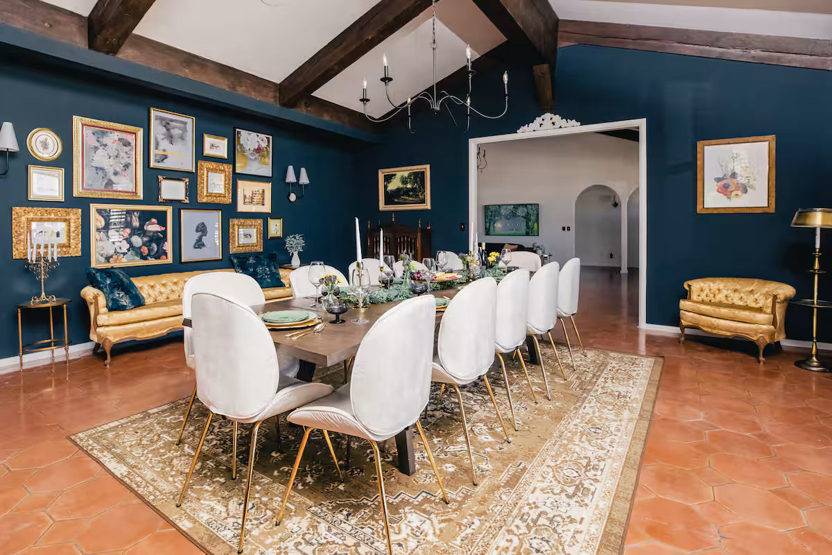 Yoga pavilion laid out with yoga mats at sunrise